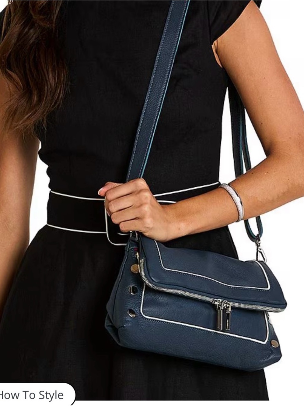 Hammitt - Beverly Nautical Navy Crossbody Bag with White Piping SOLD OUT
